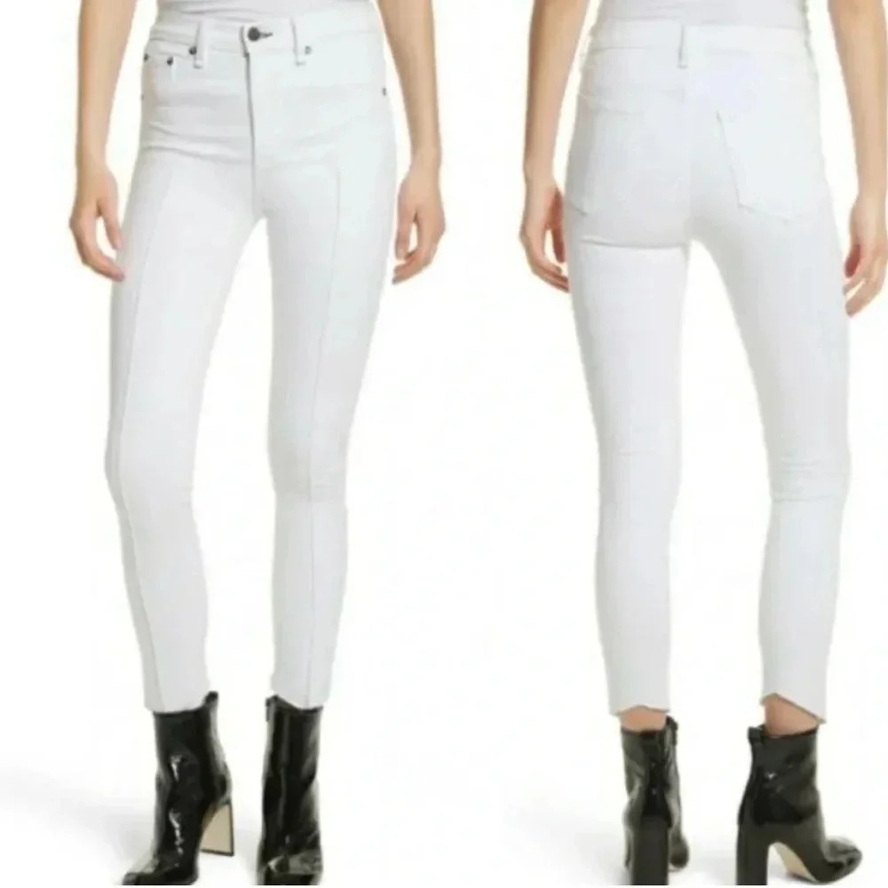RAG & BONE Stretch Slimming Skinny White High Rise Ankle Jeans Size 25 NWT